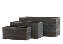 Кашпо TREEZ ERGO - Graphics - Низкий прямоугольник - Окись с медной патиной