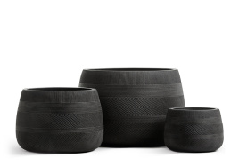 Кашпо TREEZ ERGO - Graphics - Низкая чаша - Чёрный графит