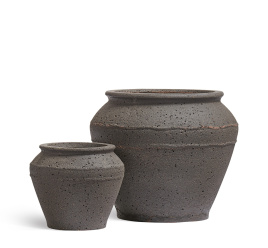 Кашпо TREEZ ERGO - Nero - Чаша-амфора - Чёрный туф