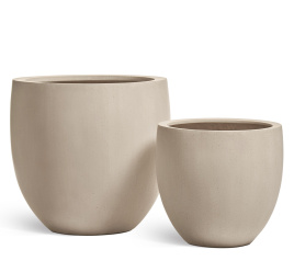 Кашпо TREEZ Effectory - Beton - Большой округлый конус - Белый песок