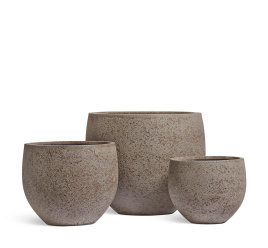 Кашпо TREEZ ERGO - Hard Rock - Сферическая чаша - Песок серый беж