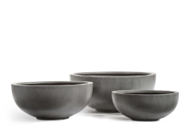 Кашпо TREEZ Effectory - Beton - Низкая сферическая чаша - Тёмно-серый бетон