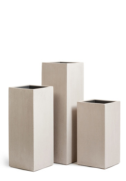 Кашпо TREEZ Effectory - Beton - Высокий куб - Белый песок