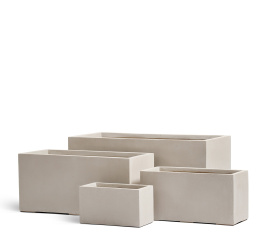 Кашпо TREEZ Effectory - Beton - Низкий прямоугольник - Белый песок