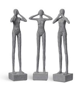 Скульптура TREEZ Effectory - Philosopher's Stone -Триптих "Недеяние зла"- Дымчато-серый песок