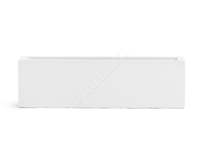 Кашпо TREEZ ERGO - Just - Узкий низкий прямоугольник - Белый камень фото