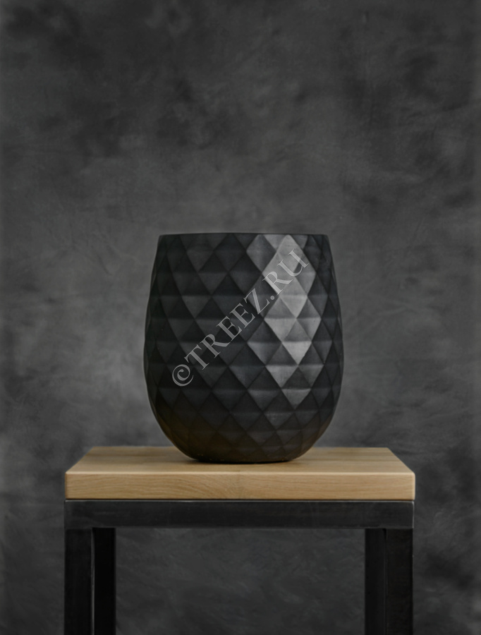 Кашпо TREEZ ERGO - Diamond - Округлая чаша - Антрацит фото