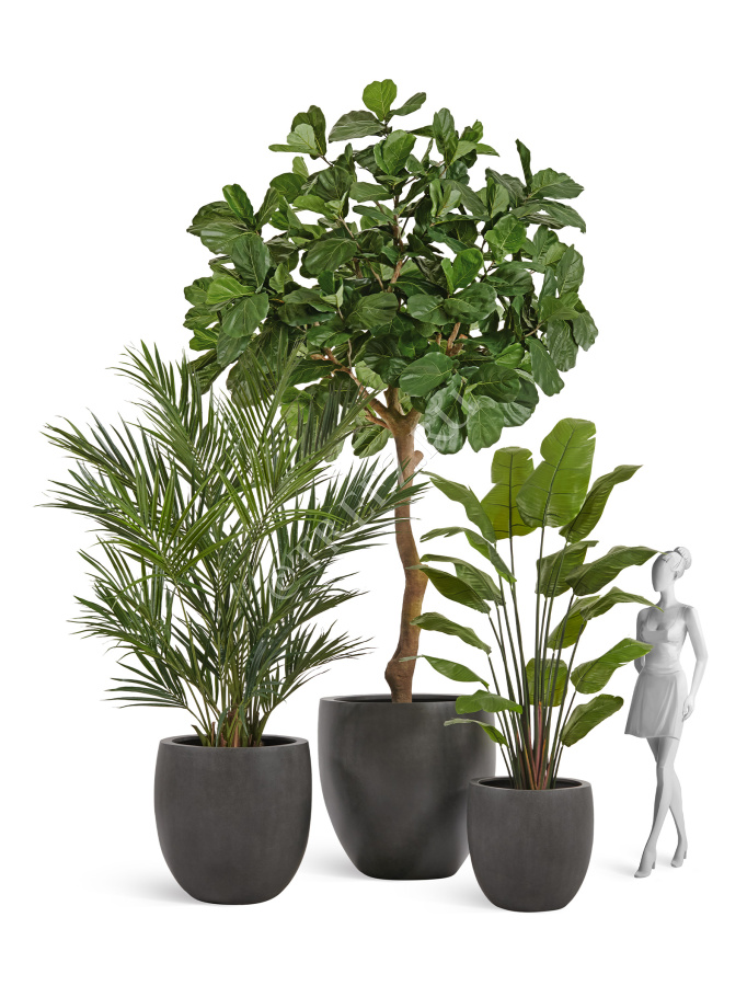 Кашпо TREEZ Effectory - Beton - Большой округлый конус - Тёмно-серый бетон фото