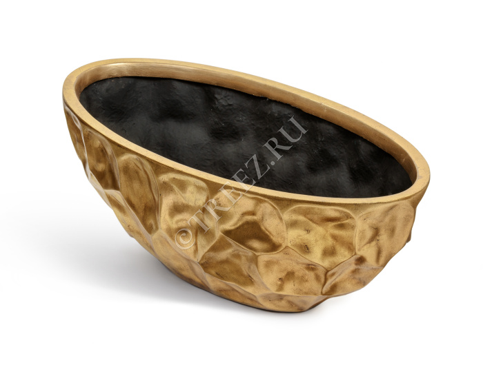 Кашпо TREEZ Effectory - Metal - Высокая лодка Design Crumple - Сусальное золото фото