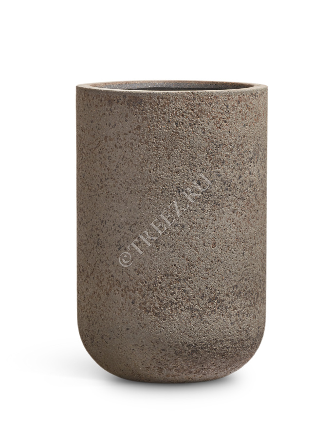 Кашпо TREEZ ERGO - Hard Rock - Высокий округлый цилиндр - Песок серый беж фото