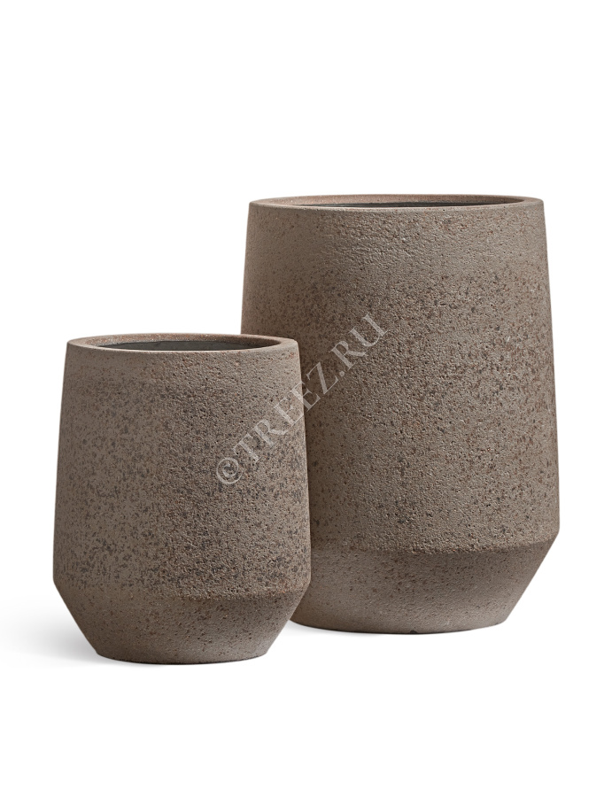Кашпо TREEZ ERGO - Hard Rock - Высокая трапециевидная чаша - Песок серый беж фото