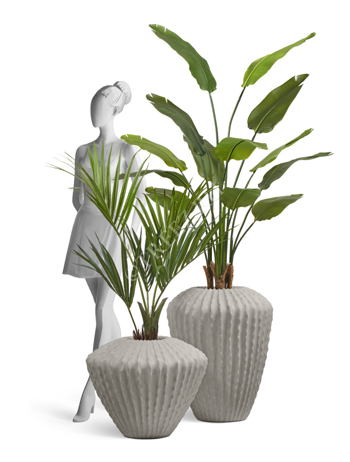 Кашпо TREEZ Effectory - Moho - Высокая Design-ваза - Белый песок фото