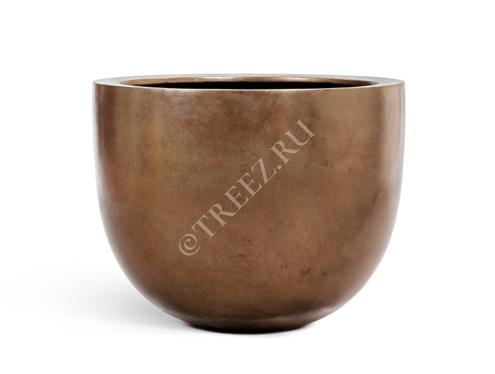 Кашпо TREEZ Effectory - Metal - Низкая конус-чаша - Тёмное матовое золото фото