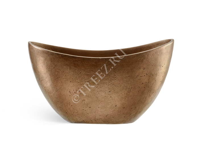 Кашпо TREEZ Effectory - Metal - Ваза-Лодка малая - Тёмное-матовое золото фото