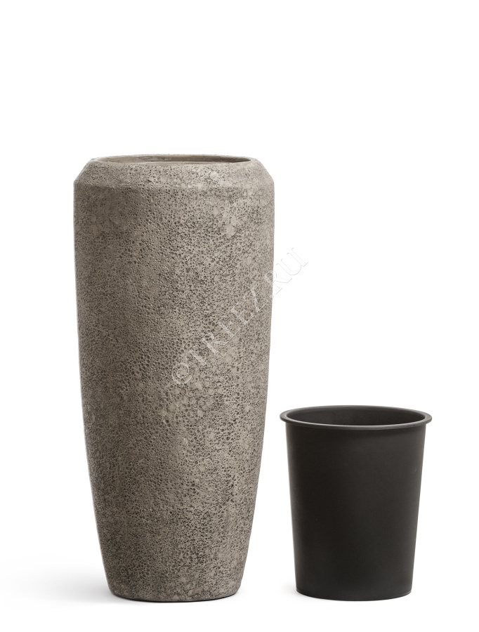 Кашпо TREEZ Effectory - Volcano - Высокий конус Design - Серо-коричневый туф фото